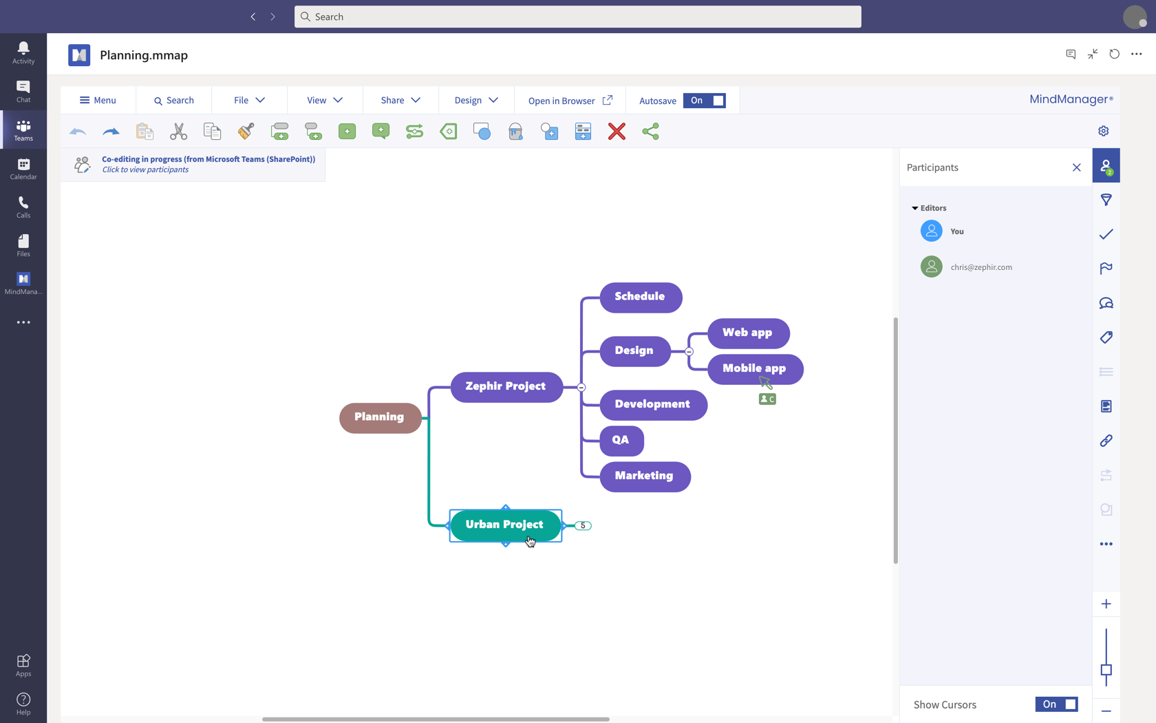 Co-editing in MindManager for Microsoft Teams