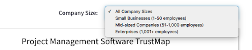 TrustRadius - TrustMap Company Size Filter